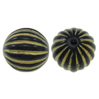 Gold Accent Acrylic Beads Round corrugated & solid color black Approx 2mm Approx Sold By Bag