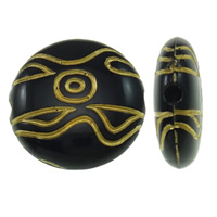 Gold Accent Acrylic Beads Flat Round solid color black Approx 2mm Approx Sold By Bag