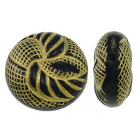 Gold Accent Acrylic Beads Flat Round solid color black Approx 2mm Approx Sold By Bag