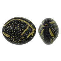 Gold Accent Acrylic Beads Oval solid color black Approx 0.8mm Approx Sold By Bag