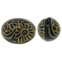 Gold Accent Acrylic Beads Oval with flower pattern & solid color black Approx 2mm Approx Sold By Bag