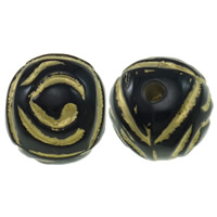 Gold Accent Acrylic Beads Round solid color black Approx 3mm Approx Sold By Bag