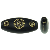 Gold Accent Acrylic Beads Oval solid color black Approx 2mm Approx Sold By Bag