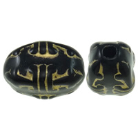 Gold Accent Acrylic Beads Oval solid color black Approx 4mm Approx Sold By Bag