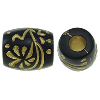 Gold Accent Acrylic Beads Drum solid color black Approx 4mm Approx Sold By Bag