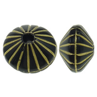 Akrylové korálky zlatá zvýraznění, Akryl, Flat Round, zlatý akcent & jednobarevná, černý, 7x9mm, Otvor:Cca 2mm, Cca 1000PC/Bag, Prodáno By Bag