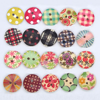 Wood Button mixed & double-hole 15mm Approx 1-2mm Sold By Bag