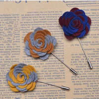 Katoenfluweel Broche, met Ijzer, Bloem, handgemaakt, gemengde kleuren, 35x105mm, 20pC's/Lot, Verkocht door Lot