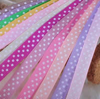 Grosgrain Ribbon printing with round spot pattern & single-sided mixed colors 9mm  Sold By Lot