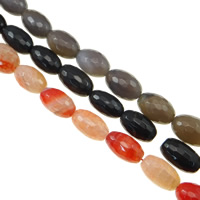 Perles agates, Agate, ovale, facettes, couleurs mélangées, 22x28mm, Trou:Environ 2mm, Longueur Environ 14.5 pouce, 5Strandstoron/sac, Vendu par sac