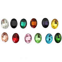 Cabochons en cristal, ovale, Placage de couleur argentée, dos de Rivoli & facettes, couleurs mélangées, 10x14mm, 200PC/sac, Vendu par sac