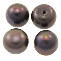 Perles nacres de culture d'eau douce demi percées , perle d'eau douce cultivée, dôme, naturel, semi-foré, violet, 7-7.5mm, Trou:Environ 0.8mm, 96PC/lot, Vendu par lot