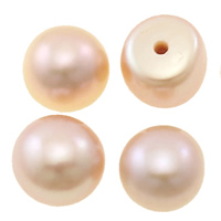 Perles nacres de culture d'eau douce demi percées , perle d'eau douce cultivée, Rond, naturel, semi-foré, rose, 7-7.5mm, Trou:Environ 0.5mm, 48pairescouple/lot, Vendu par lot