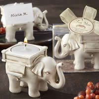 Resin Candle Holder, med paraffin & Bomuld, Elephant, med bordkort klip, hvid, 85x55x60mm, 20pc'er/Lot, Solgt af Lot