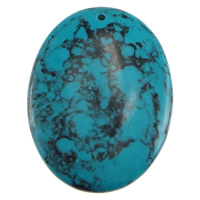 Turquoise siogairlín, Turquoise sintéiseach, Oval Maol, gorm, 30x40x9mm, Poll:Thart 1.5mm, 30ríomhairí pearsanta/Lot, Díolta De réir Lot