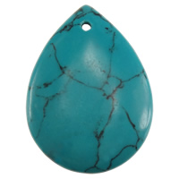 Turquoise Hanger, Synthetische Turquoise, Traan, blauw, 25.50x35x6mm, Gat:Ca 2mm, 30pC's/Lot, Verkocht door Lot