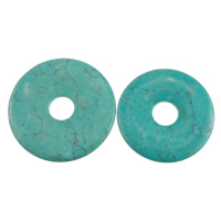 Turkis vedhæng, Syntetisk Turkis, Donut, forskellig størrelse for valg, mørkegrøn, Hole:Ca. 10.5mm, 20pc'er/Lot, Solgt af Lot