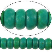 Perles turquoises, turquoise synthétique, rondelle, vert, 2x4.50mm, Trou:Environ 1mm, Longueur Environ 16 pouce, 20Strandstoron/lot, Environ 181PC/brin, Vendu par lot