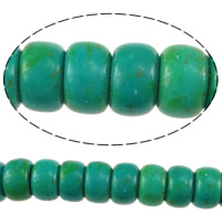 Turquoise Kralen, Synthetische Turquoise, Rondelle, groen, 4x6mm, Gat:Ca 1mm, Lengte Ca 16 inch, 20strengen/Lot, Ca 142pC's/Strand, Verkocht door Lot