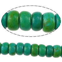 Grânulos de turquesas, Turquesa sintética, Rondelle, verde, 4x6mm, Buraco:Aprox 1mm, comprimento Aprox 16 inchaltura, 20vertentespraia/Lot, Aprox 109PCs/Strand, vendido por Lot