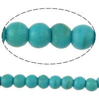 Turquoise Kralen, Synthetische Turquoise, Ronde, blauw, 2x2.50mm, Gat:Ca 0.5mm, Lengte Ca 15.5 inch, 20strengen/Lot, Ca 182pC's/Strand, Verkocht door Lot