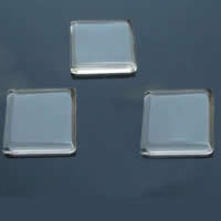 Cabochons en verre, cadre, transparent & dos plat, 35x35mm, 50PC/lot, Vendu par lot