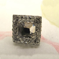 acrilico botão de haste, Quadrado, com strass, 13mm, Buraco:Aprox 1-2mm, 100PCs/Bag, vendido por Bag