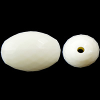 Volltonfarbe Acryl Perlen, oval, facettierte, weiß, 16x11mm, Bohrung:ca. 2mm, ca. 410PCs/Tasche, verkauft von Tasche