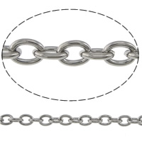 Rustfrit stål Oval Chain, Stainless Steel, oval kæde, oprindelige farve, 4x3x0.80mm, 100m/Lot, Solgt af Lot