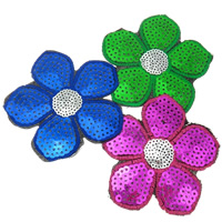 Couture - sur Patch, tissu, avec Sequin en plastique, fleur, couleurs mélangées, 77x1mm, 99PC/sac, Vendu par sac