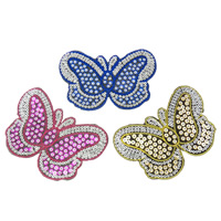 Syning -on Patch, Klud, med Plastic Sequin, Butterfly, blandede farver, 110x72x1mm, 99pc'er/Bag, Solgt af Bag