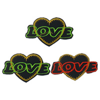 Ferro su patch, vestito, Cuore alato, parola amore, colori misti, 78x50x1mm, 99PC/borsa, Venduto da borsa