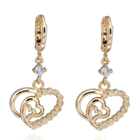 Gets® Jewelry Earring Brass Heart 18K gold plated with cubic zirconia nickel lead & cadmium free Sold By Pair