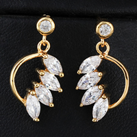 Gets® Jewelry Earring Brass Wing Shape 18K gold plated with cubic zirconia nickel lead & cadmium free Sold By Pair