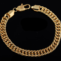 Pulsera de la joyería Gets®, metal, chapado en oro de 18 K, longitud diferente para la opción & cadenilla, libre de níquel, plomo & cadmio, 8mm, Vendido por Sarta