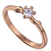 Gets® Ring Finger, Prás, Flower, 18K óir plated, méid éagsúla do rogha & le zirconia ciúbach, nicil, luaidhe & caidmiam saor in aisce, 4mm, Díolta De réir PC