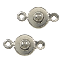 Mässing Snap Lås, Flat Round, platina pläterad, enkelsträngad, nickel, bly och kadmium gratis, 14x7x4mm, Hål:Ca 1.4mm, Innerdiameter:Ca 3.5mm, 100PC/Lot, Säljs av Lot