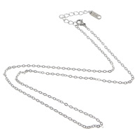 Stainless Steel Chain Ogrlica, Nehrđajući čelik, s 2lnch Produžetak lanac, razlièite duljine za izbor & ovalni lanac, izvorna boja, 2x1.50x0.40mm, 100pramenovi/Lot, Prodano By Lot