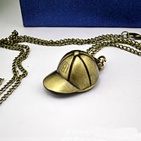 Modèle collier de montre, alliage de zinc, avec verre, chapeau, Plaqué de couleur de bronze antique, chaîne de torsion ovale, protéger l'environnement, sans nickel, plomb et cadmium, 16mm, Longueur Environ 32.1 pouce, 10Strandstoron/lot, Vendu par lot