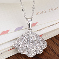 Gets® Jewelry Pendant Brass Shell platinum plated with cubic zirconia nickel lead & cadmium free Approx 3-8mm Sold By PC