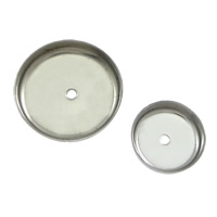 Roestvrij staal cabochon settings, Rond plat, meer maten voor de keuze, oorspronkelijke kleur, Gat:Ca 1mm, 3000pC's/Lot, Verkocht door Lot