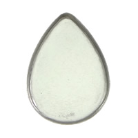 Roestvrij staal cabochon settings, Traan, oorspronkelijke kleur, 11x15x1mm, Binnendiameter:Ca 10x14mm, 2000pC's/Lot, Verkocht door Lot