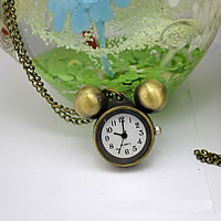 Collana orologio moda, lega in zinco, with catena di ferro & vetro, placcato, Twist ovale, assenza di nichel,piombo&cadmio, 16mm, Lunghezza Appross. 32.1 pollice, 20PC/lotto, Venduto da lotto