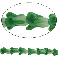 Perline di vetro Murano fatte a mano, vetro lavorato, Cavolo, fatto a mano, verde, 17x22mm, Foro:Appross. 3mm, Appross. 20PC/filo, Venduto per Appross. 16 pollice filo