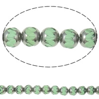 Grânulos de cristal, Rondelle, metade banhado, maçã verde, 9x10mm, Buraco:Aprox 1mm, Aprox 32PCs/Strand, vendido para Aprox 12.5 inchaltura Strand