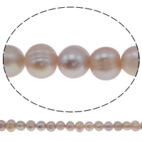 Potatis odlad sötvattenspärla pärlor, Freshwater Pearl, naturlig, purpur, Grade A, 7-8mm, Hål:Ca 0.8mm, Såld Per Ca 14 inch Strand