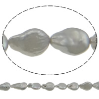 Coirníní Keishi saothraithe Diúilicín Péarla, Pearl Fionnuisce, Bonn, liath, 12-13mm, Poll:Thart 0.8mm, Díolta Per Thart 14.3 Inse Snáithe