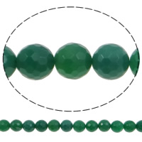 Prirodni Zeleni ahat perle, Green Agate, Krug, faceted, 10mm, Rupa:Približno 1.2mm, Približno 38računala/Strand, Prodano Per Približno 15.3 inčni Strand