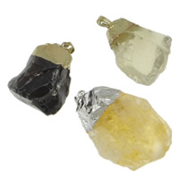 Gemstone Hängen Smycken, Ädelsten, med Zink Alloy, blandad, 33-35mm, Hål:Ca 3.5x6mm, 5PC/Bag, Säljs av Bag