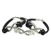 Bracelets cordon PU, Acier inoxydable 316, avec cuir PU, Infini, 2 fils, plus de couleurs à choisir, 38x18mm, 8mm, Longueur Environ 8 pouce, 10Strandstoron/lot, Vendu par lot